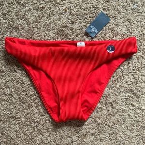 Red Ribbed Hollister Swim Bikini Bottoms